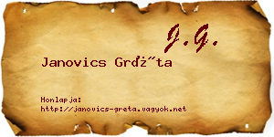 Janovics Gréta névjegykártya